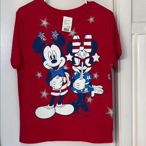 Disney Red Patriotic Mickey Mouse Short Sleeve Tee